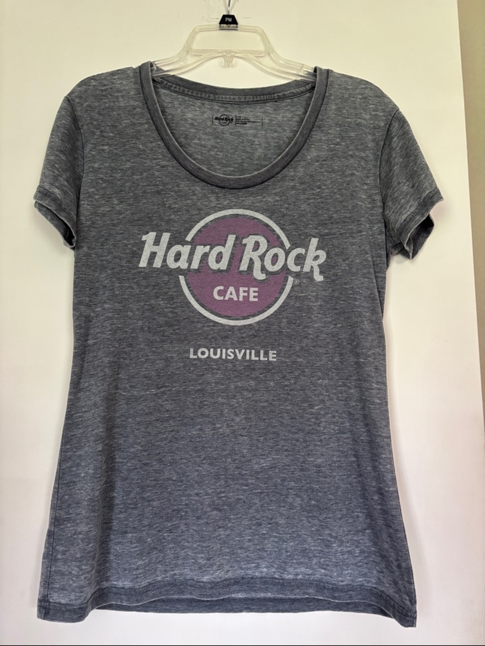 Hard Rock Cafe Gray Women's Short Sleeve Tee with Pink Logo
